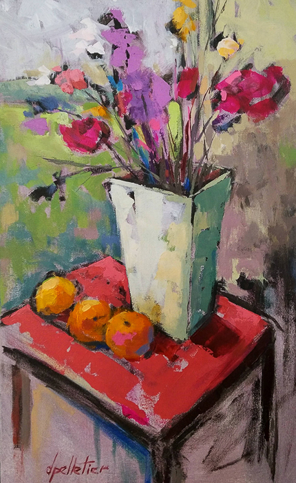 Oranges et roses 21x13